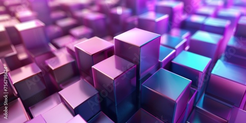 A close up of a bunch of purple cubes - stock background.
