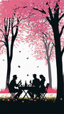 Friends in Nature: Spring Picnic Silhouette