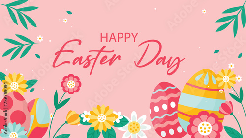 Happy Easter Day. Flat illustration for easter holiday