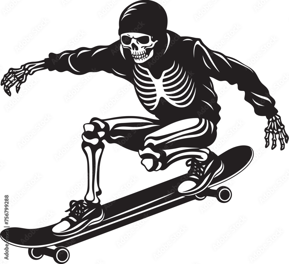 Bone Thrasher: Skeleton on Skateboard Black Logo Icon Skater's Shadow: Skateboarding Skeleton Black Icon Design Bone Thrasher: Skeleton on Skateboard Black Logo Icon Skater's Shadow: Skateboarding Skeleton Black Icon Design