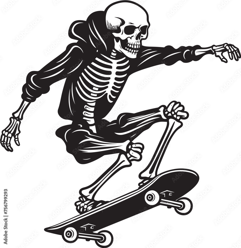 Ramp Rattler: Skeleton Riding Skateboard Black Logo Ghostly Grind: Skateboard Skeleton Vector Black Icon Ramp Rattler: Skeleton Riding Skateboard Black Logo Ghostly Grind: Skateboard Skeleton Vector Black Icon