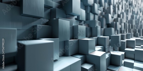 A wall of gray cubes with a metallic sheen - stock background. © ColdFire
