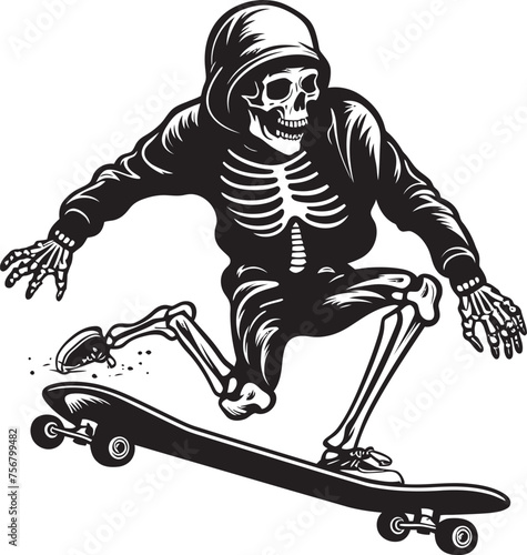 Bone Cruiser: Skateboarding Skeleton Black Icon Design Radical Remains: Skeleton on Skateboard Black Logo