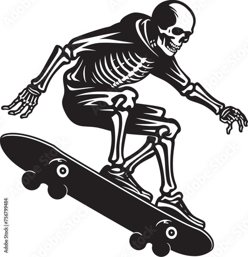 Radical Remains: Skeleton on Skateboard Black Logo Ollie Ossuary: Skateboarding Skeleton Black Logo Icon