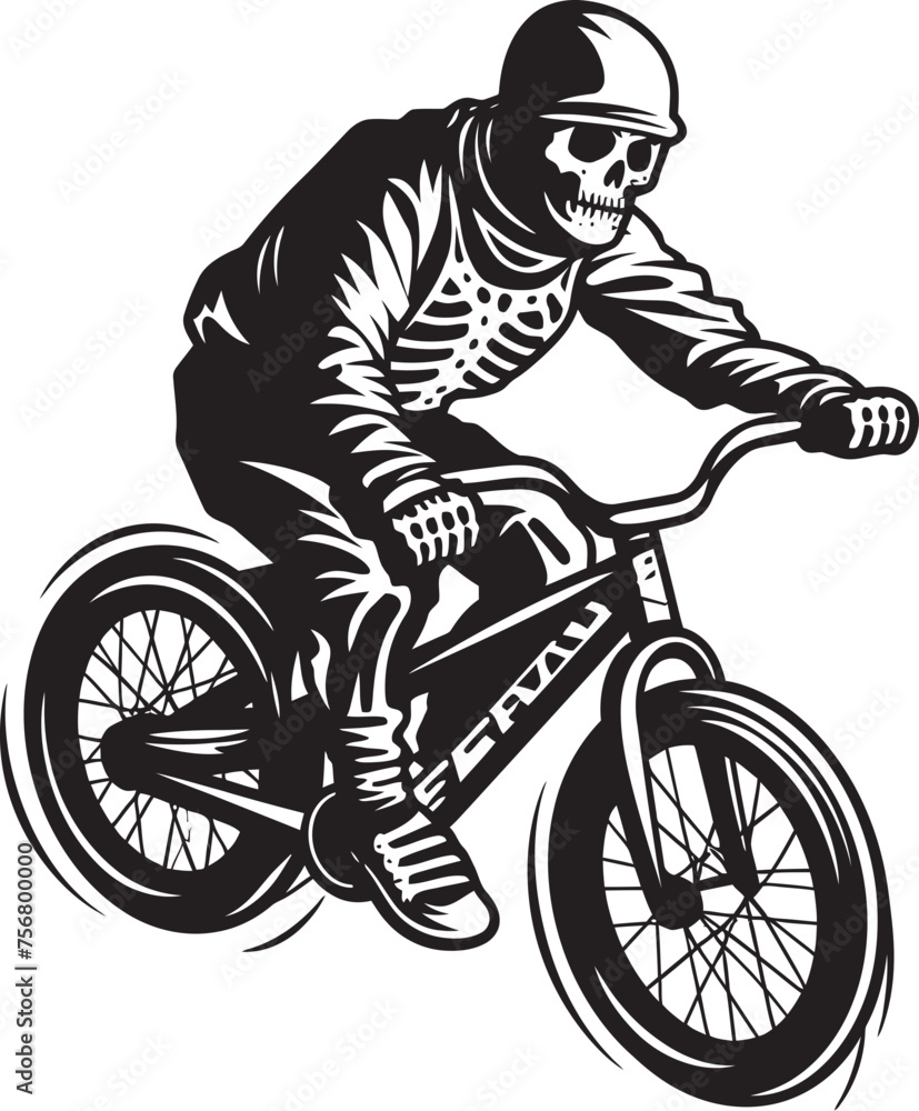 Ollie Ossuary: Skeleton on BMX Cycle Vector Icon Ghostly Glide: Skeleton BMX Rider Black Logo Ollie Ossuary: Skeleton on BMX Cycle Vector Icon Ghostly Glide: Skeleton BMX Rider Black Logo