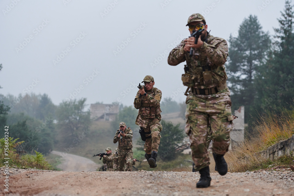 A disciplined and specialized military unit, donned in camouflage, strategically patrolling and maintaining control in a high-stakes environment, showcasing their precision, unity, and readiness for A disciplined and specialized military unit, donned in camouflage, strategically patrolling and maintaining control in a high-stakes environment, showcasing their precision, unity, and readiness for