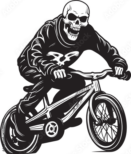Haunting Hops: Skeleton BMX Rider Black Icon Bone Cruiser: Skeleton BMX Rider Black Logo