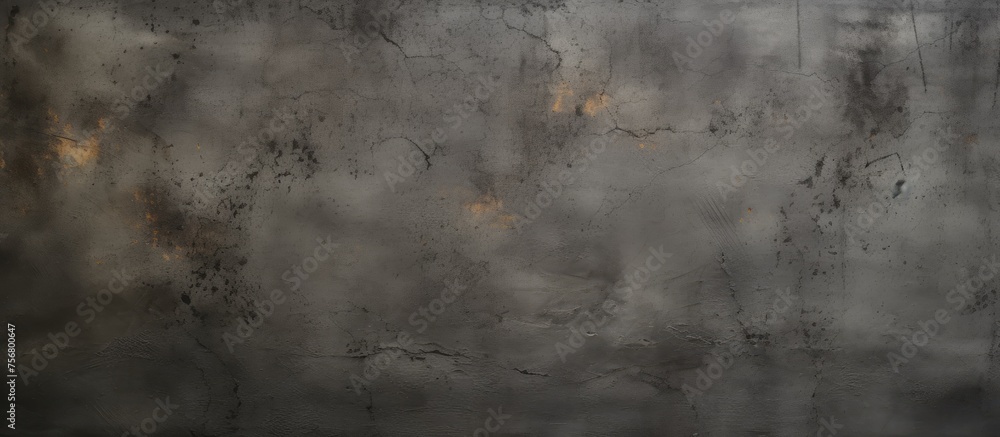 Obraz premium A close up of a brown concrete wall with a blurred landscape of grey clouds and dark sky in the background