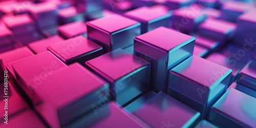 A close up of a bunch of pink and blue cubes - stock background.