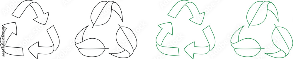 Recycling icon with line art style. vector illustration Recycling icon with line art style. vector illustration