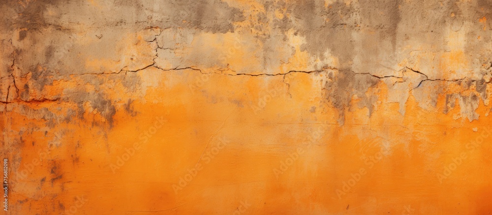 A close up of a rusty wall displaying beautiful shades of brown and amber, resembling a natural landscape painting. The rust adds an artistic touch to the rough surface