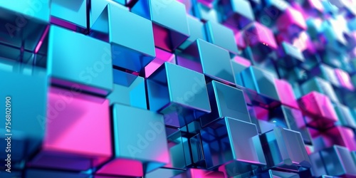 A colorful image of blue and pink cubes arranged in a pattern - stock background.