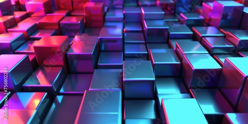 A colorful image of blocks with a metallic sheen - stock background.
