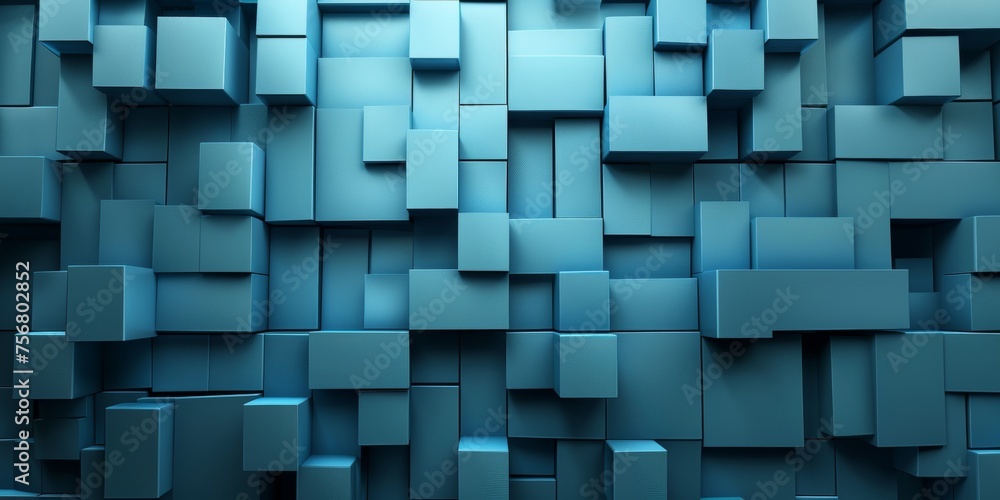 A blue wall made of blocks - stock background. A blue wall made of blocks - stock background.