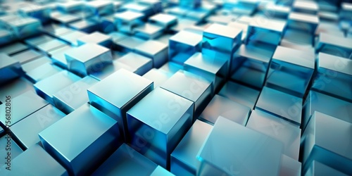 A blue background with many small blue cubes - stock background.