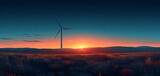 Wind Turbine Against Sunrise Sky