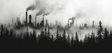 Forest Silhouette and Factory Smoke