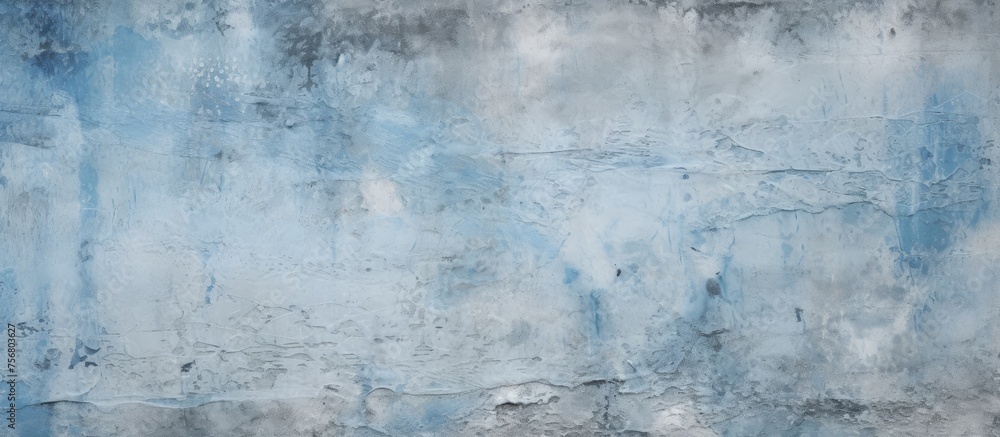 Obraz premium A closeup of a freezing blue and gray concrete wall resembling a cumulus cloud pattern. The electric blue hue brings to mind the winter landscape and meteorological phenomena