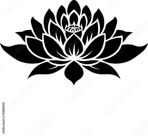 Lotus flower icons. Simple black lotus silhouette .Vector linear lotus icon.