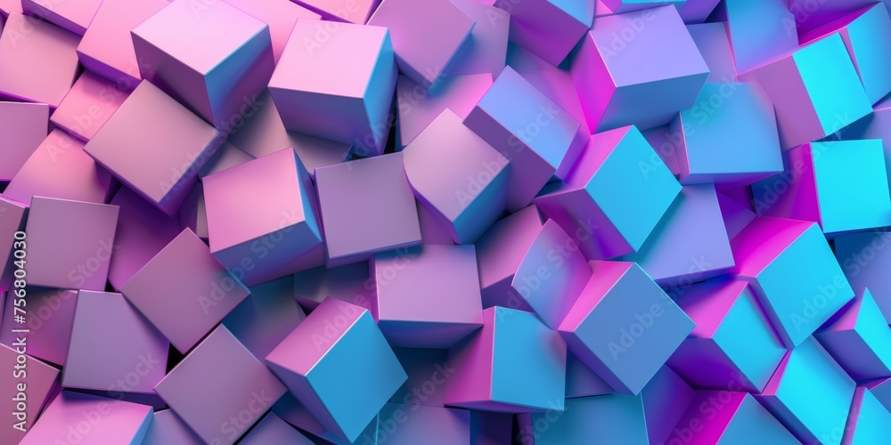 A colorful image of pink and blue cubes arranged in a pattern - stock background. A colorful image of pink and blue cubes arranged in a pattern - stock background.
