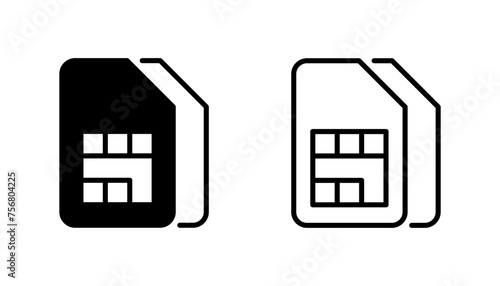 Sim card icon set. dual sim card icon vector