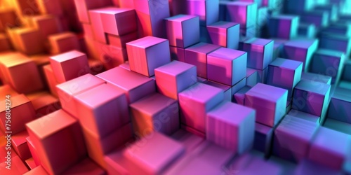 A colorful image of blocks in various shades of pink and purple - stock background.