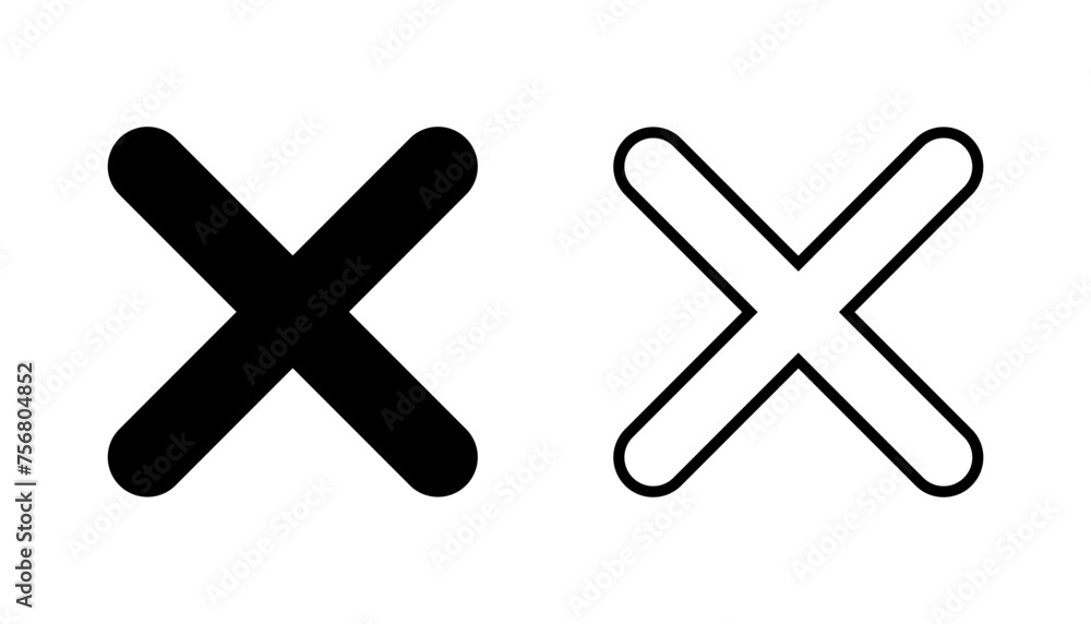 Close icon set. Delete icon vector. cross sign Close icon set. Delete icon vector. cross sign