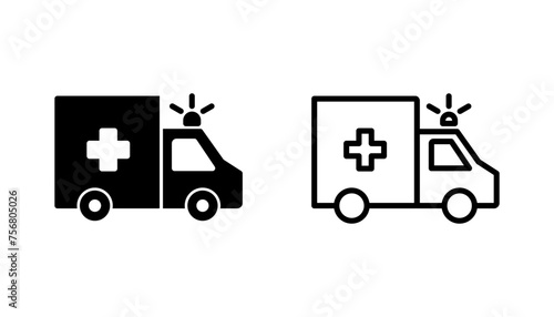 Ambulance icon set. ambulance truck icon vector. ambulance car