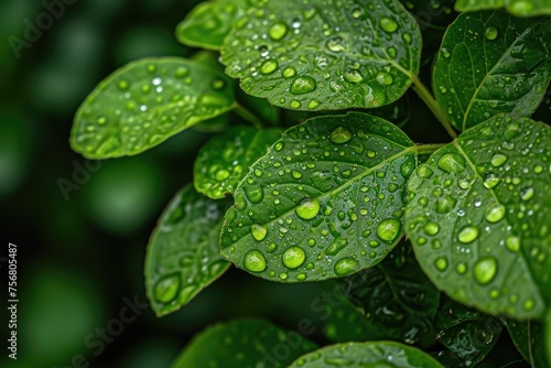 Close-Up Of Delicate Water Droplets On Leaves