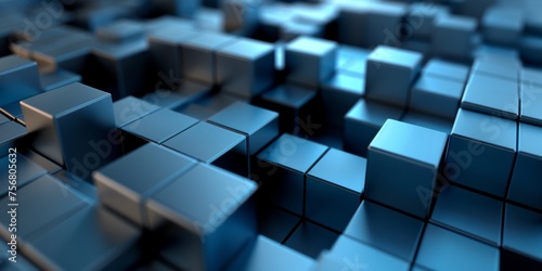 A close up of a blue cube pattern - stock background.