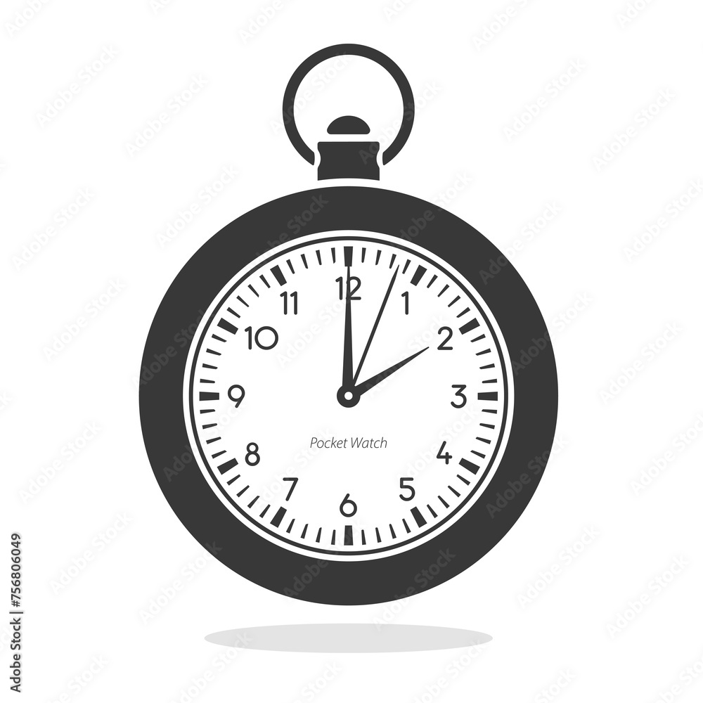 Pocket watch. Flat illustration. White background. Pocket watch. Flat illustration. White background.
