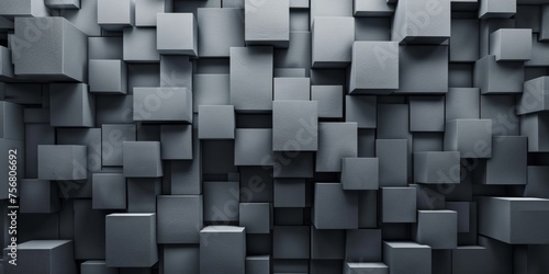 A wall of gray blocks with a gray background - stock background.