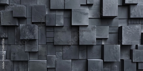 A black and white photo of a wall made of gray blocks - stock background. © ColdFire