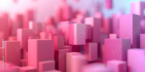 A pink cityscape made of blocks - stock background.