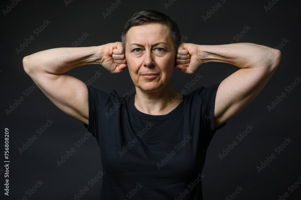 Portrait of a fit senior woman citizen, displaying strength and an active lifestyle, important to keep in shape even at age Portrait of a fit senior woman citizen, displaying strength and an active lifestyle, important to keep in shape even at age