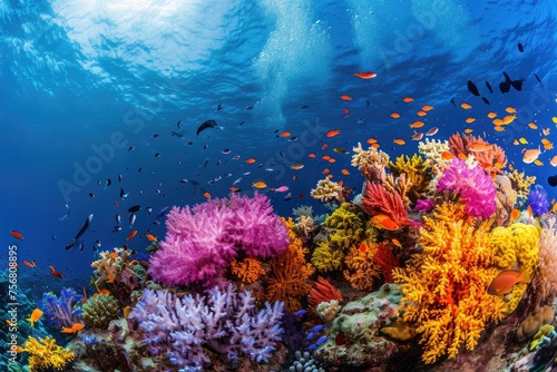 Panoramic View Of A Vibrant Coral Reef © SaroStock