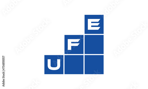 UFE initial letter financial logo design vector template. economics, growth, meter, range, profit, loan, graph, finance, benefits, economic, increase, arrow up, grade, grew up, topper, company, scale photo