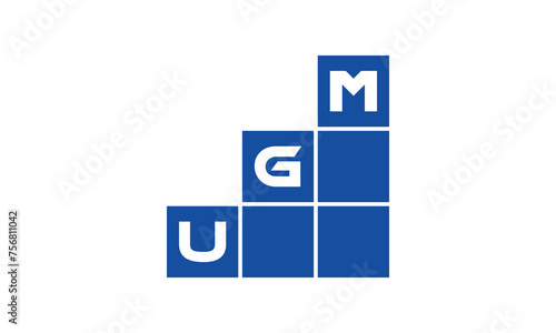 UGM initial letter financial logo design vector template. economics, growth, meter, range, profit, loan, graph, finance, benefits, economic, increase, arrow up, grade, grew up, topper, company, scale photo