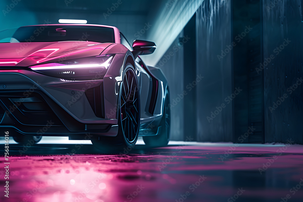 Fototapeta premium Zukunftsweisendes Fahrzeug: Produktfoto eines futuristischen Autos