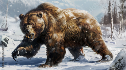 Cave bear (Ursus Spaeleous), animals of the ice age, ai generative