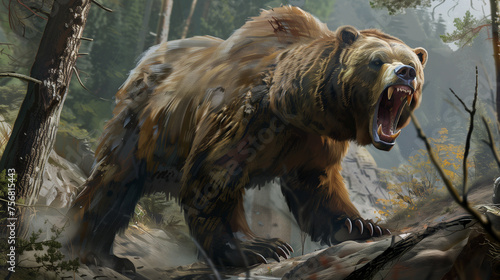 Cave bear (Ursus Spaeleous), animals of the ice age, ai generative
