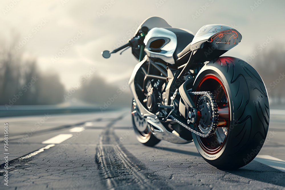 Obraz premium Dynamische Präsentation: Produktfoto eines atemberaubenden Motorrads