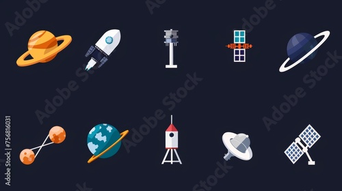 Simple and simple satellite icons 