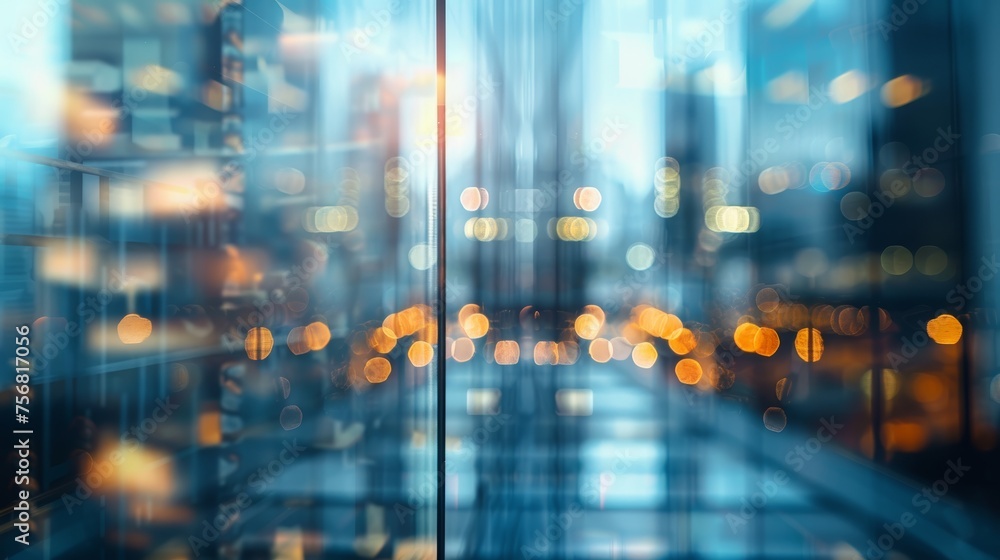 Blurry view of a glass office building. Bokeh effect. Blurry view of a glass office building. Bokeh effect.