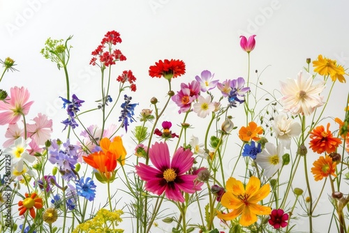 A vibrant display of different species of flowers presented in a bright, cheerful composition © ChaoticMind