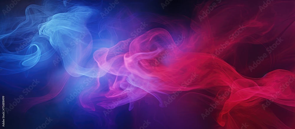 Purple and magenta smoke creates a mystical atmosphere against a dark sky background, resembling a cloud of violet gas with hints of water and petal shapes