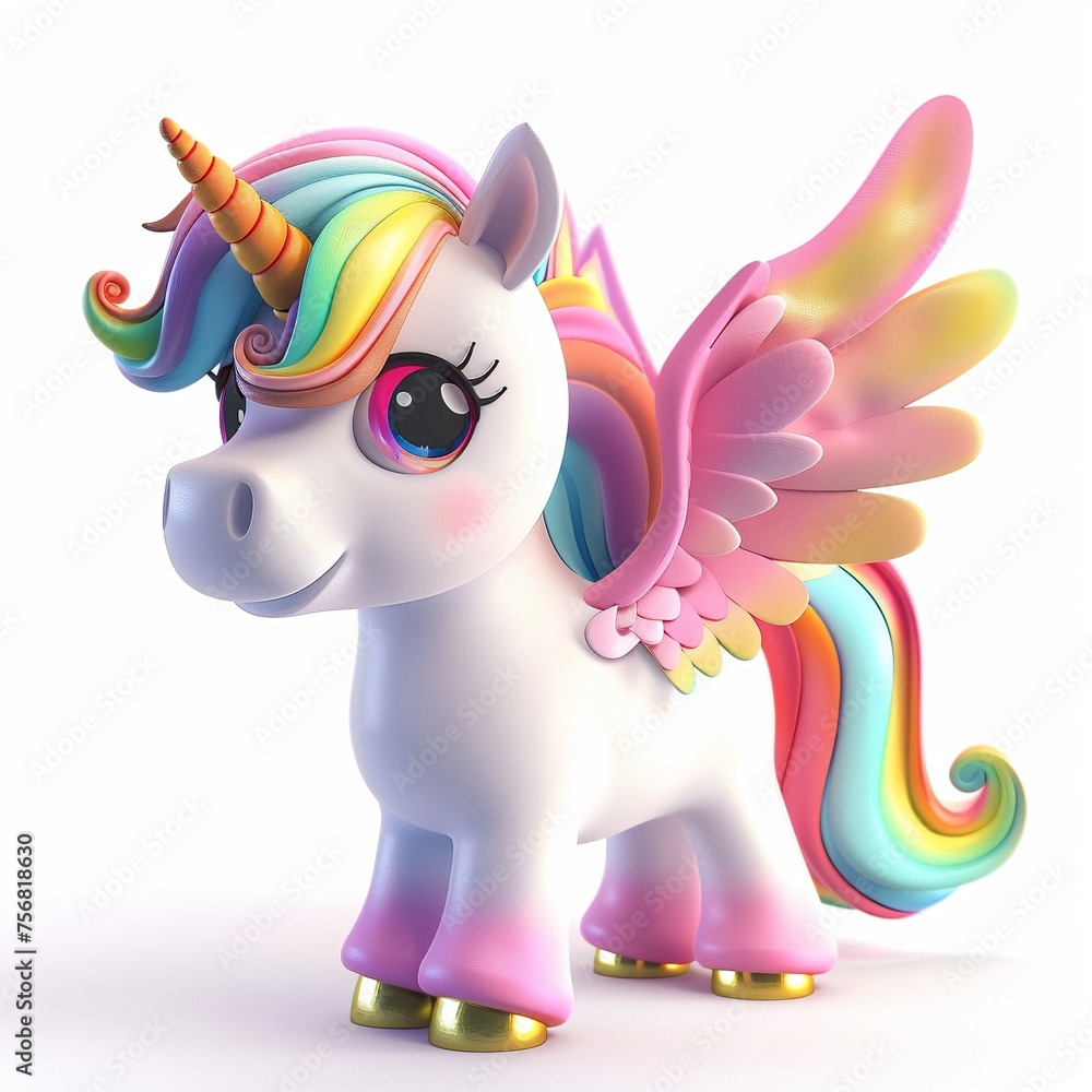 Cheerful 3D cartoon unicorn soft and squishy to the touch