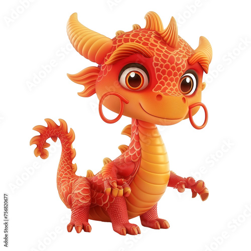 Cute cartoon dragon chinese style  Zodiac concept. AI Generative