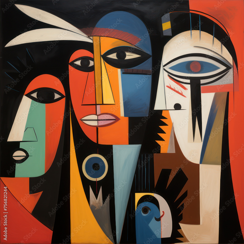 Cubist fusion of abstract human profiles Cubist fusion of abstract human profiles