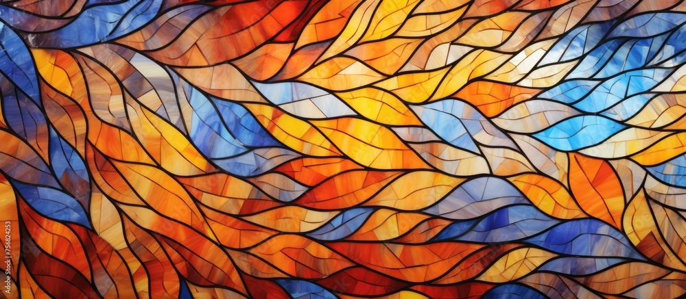 Abstract fall glass mosaic in the stained glass style. High-quality artwork Abstract fall glass mosaic in the stained glass style. High-quality artwork